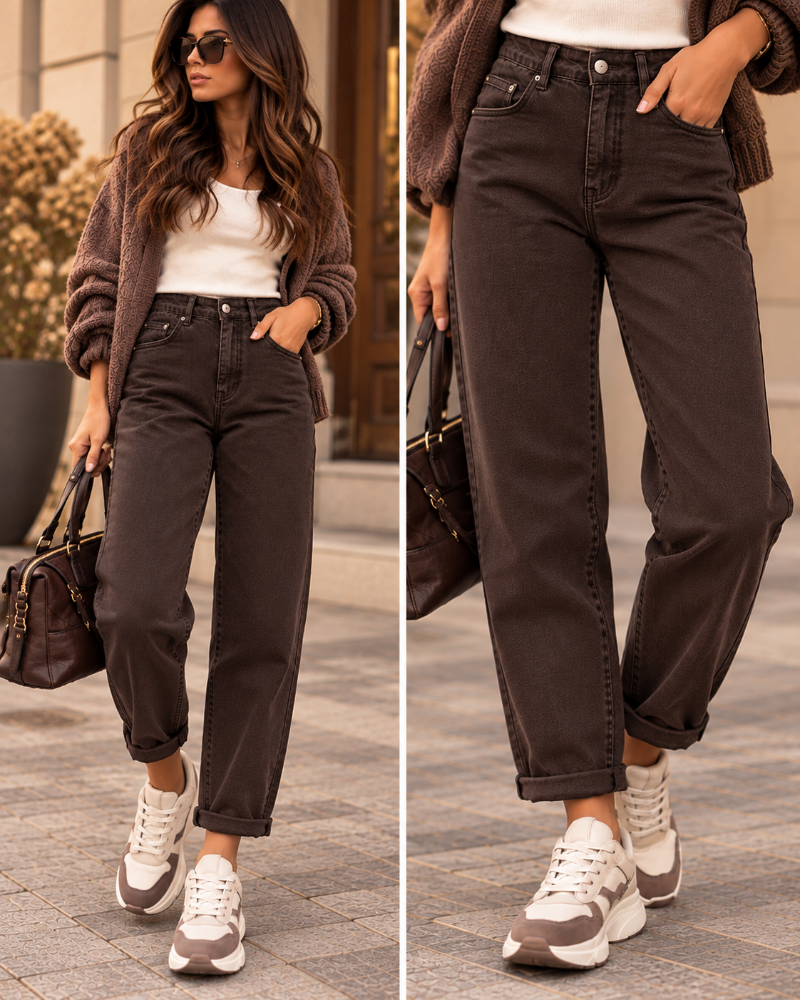 Дамски дънки с изчистена "Mom FIT" линия и висока талия - Image 2