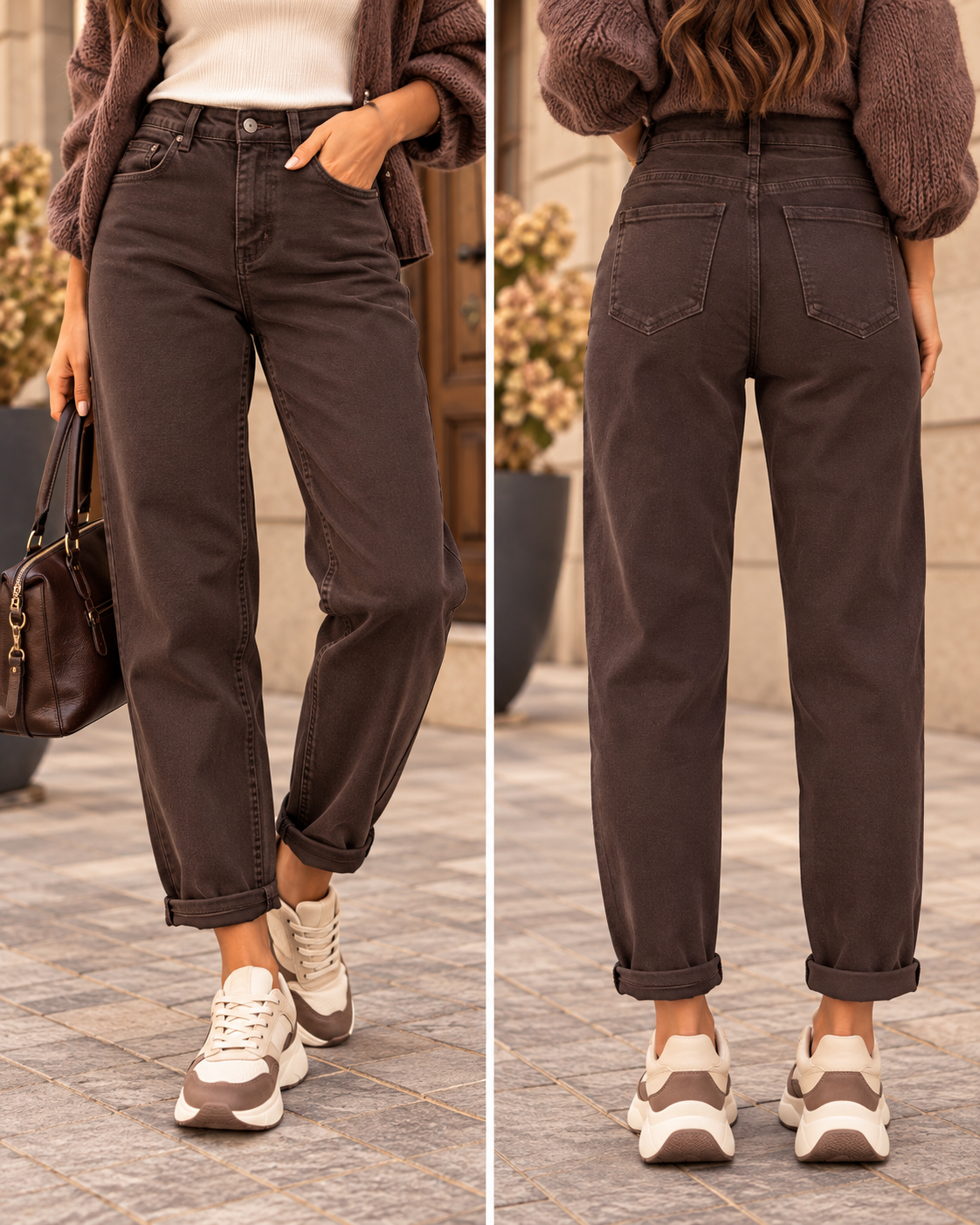 Дамски дънки с изчистена "Mom FIT" линия и висока талия