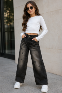 Детски широки дънки Black Vintage