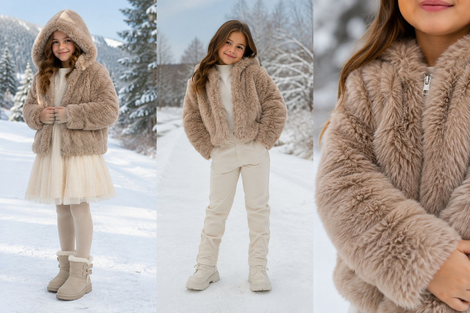 Детско пухкаво палто „Winter Fluffy“ с качулка