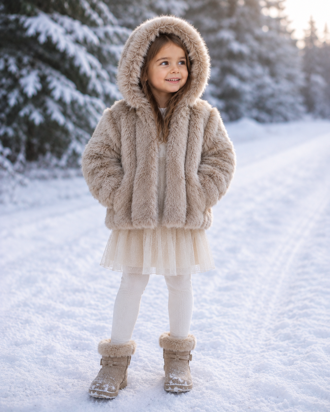 Детско пухкаво палто „Winter Fluffy“ с качулка - Image 3