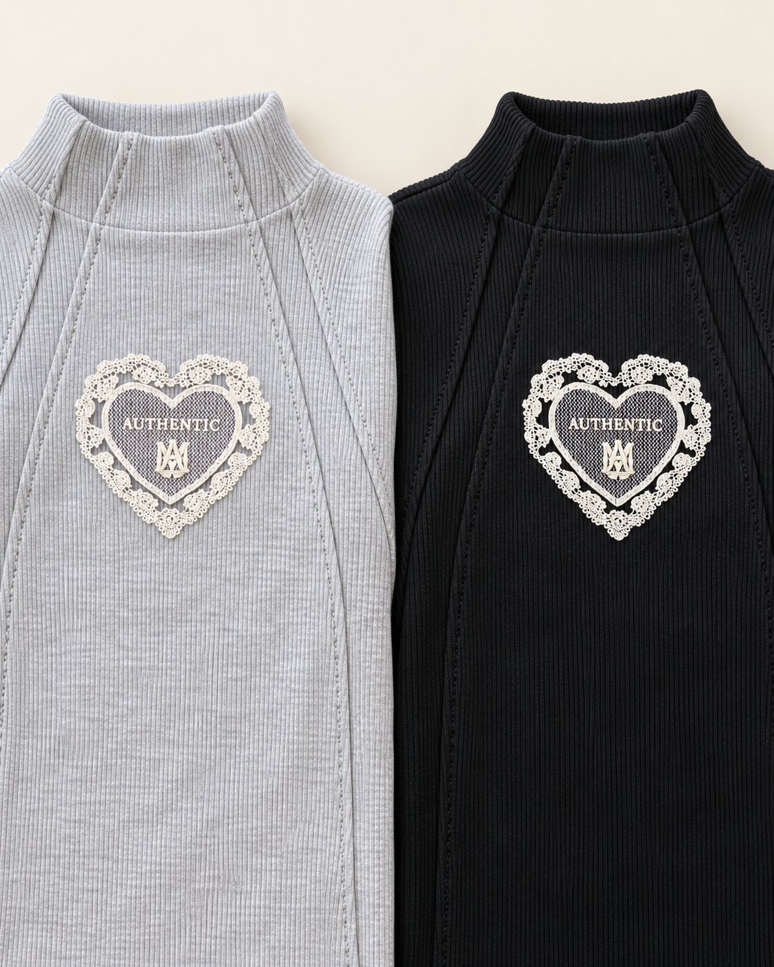 Детска рипсена блуза „Authentic Heart“ – светлосива - Image 3
