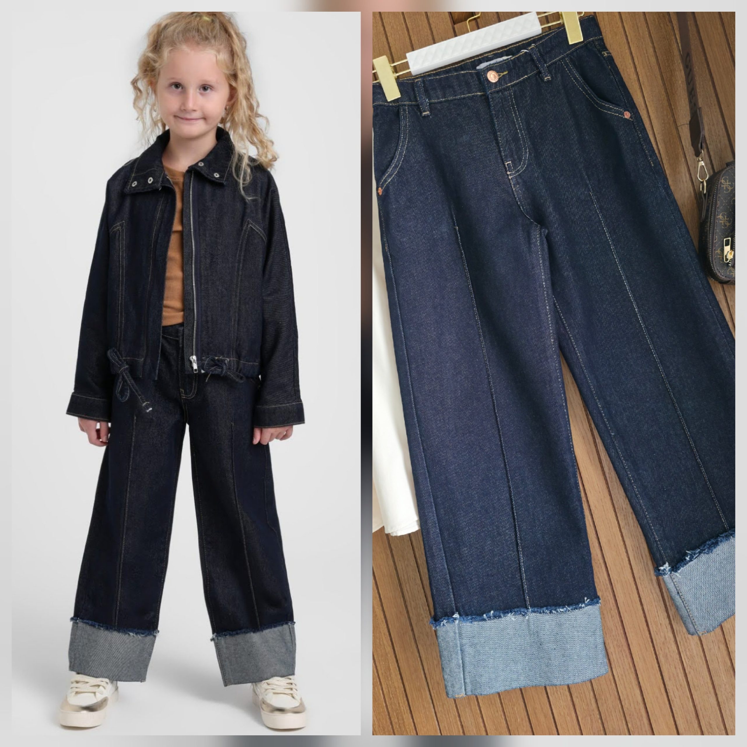 Детски дънки Wide Cuff Denim