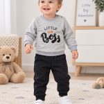 Бебешки комплект за момче Little Boys сива блуза и черен панталон 6–24 месеца