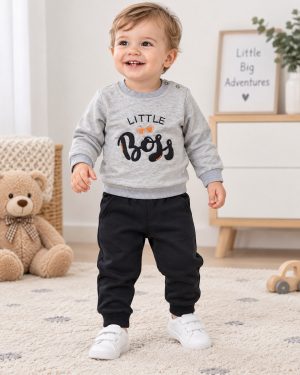 Бебешки комплект за момче Little Boys сива блуза и черен панталон 6–24 месеца