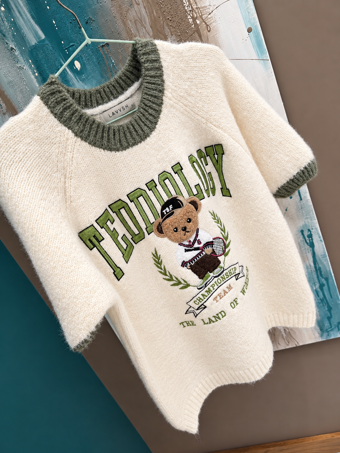 Дамски пухкав пуловер "Teddy Club" – екрю - Image 2