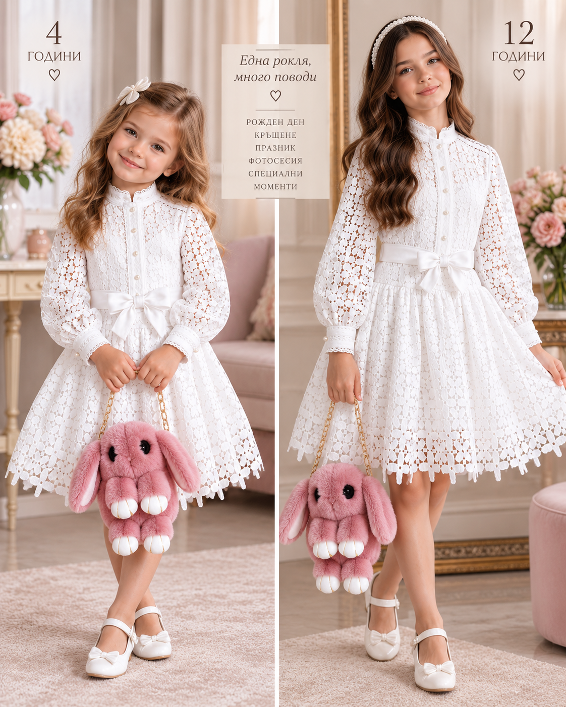 Детска дантелена рокля „White Grace“ - Image 3