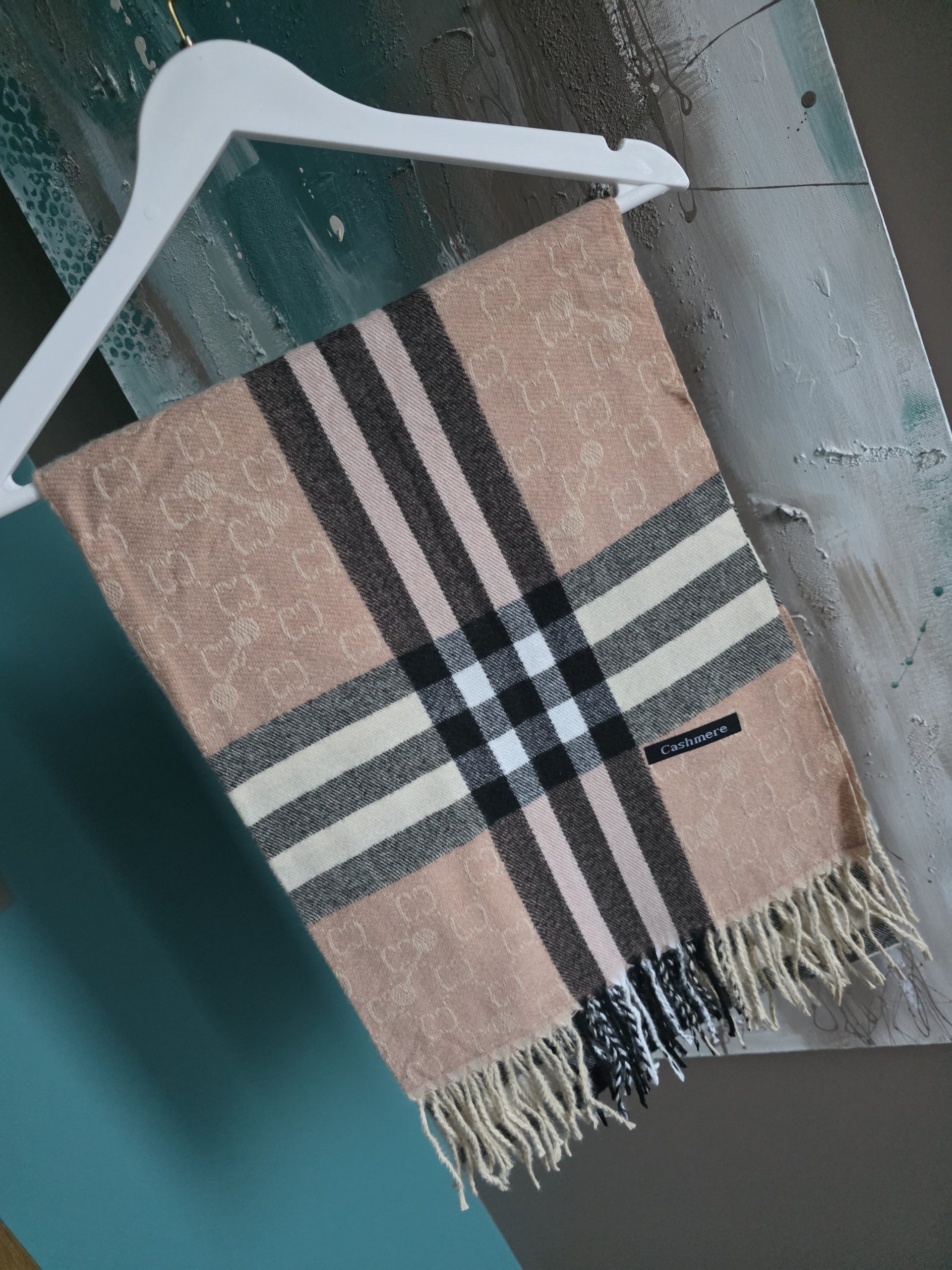 Кашмирен шал Rosé Check - Image 3
