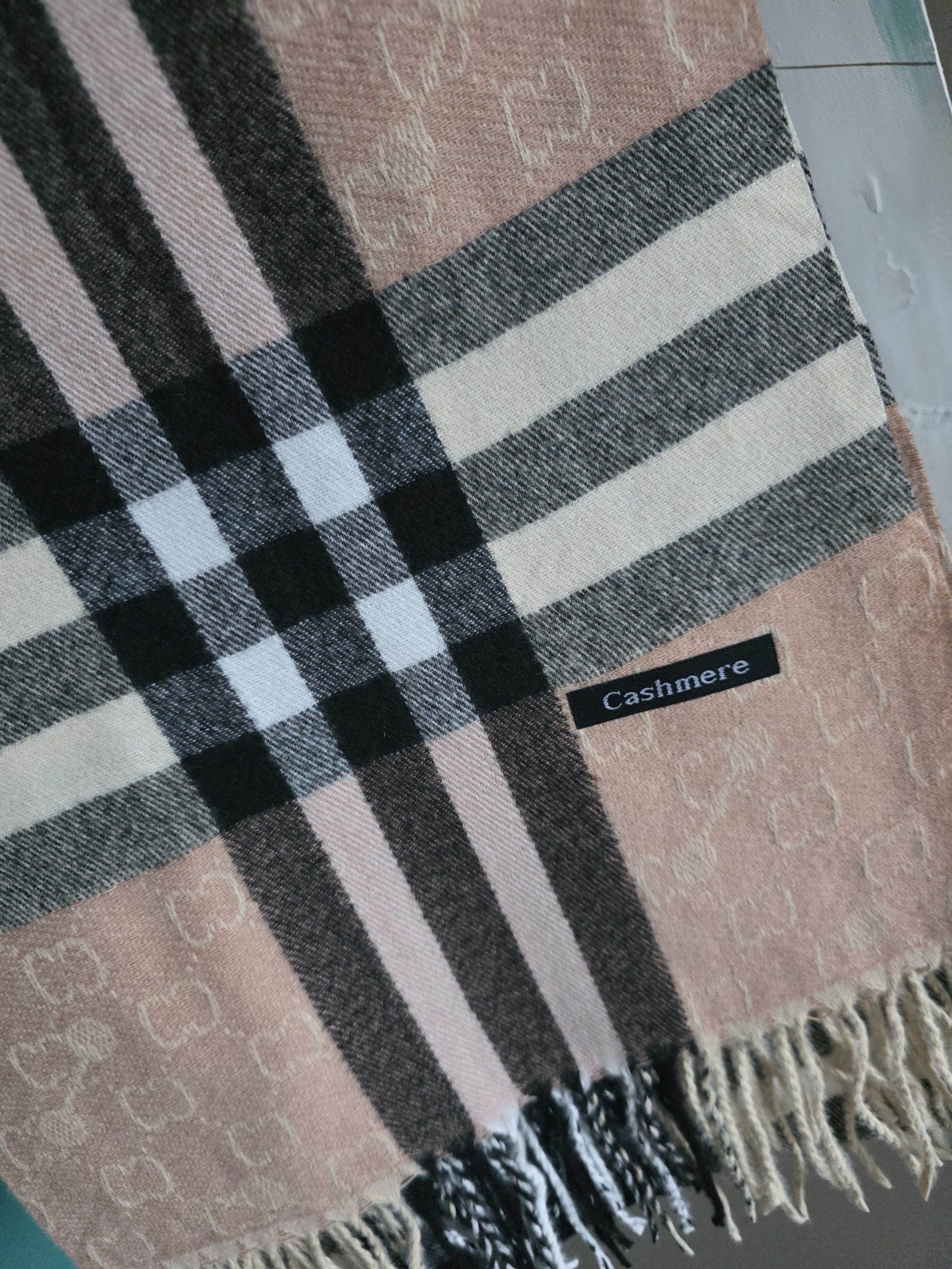 Кашмирен шал Rosé Check - Image 6