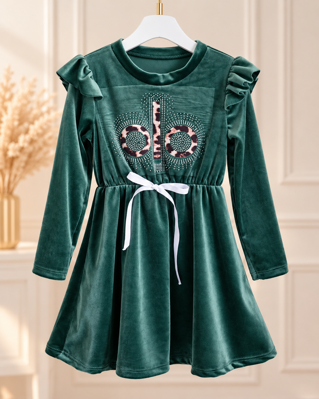 Плюшена рокля „Glam Velvet“ в маслено зелено - Image 2