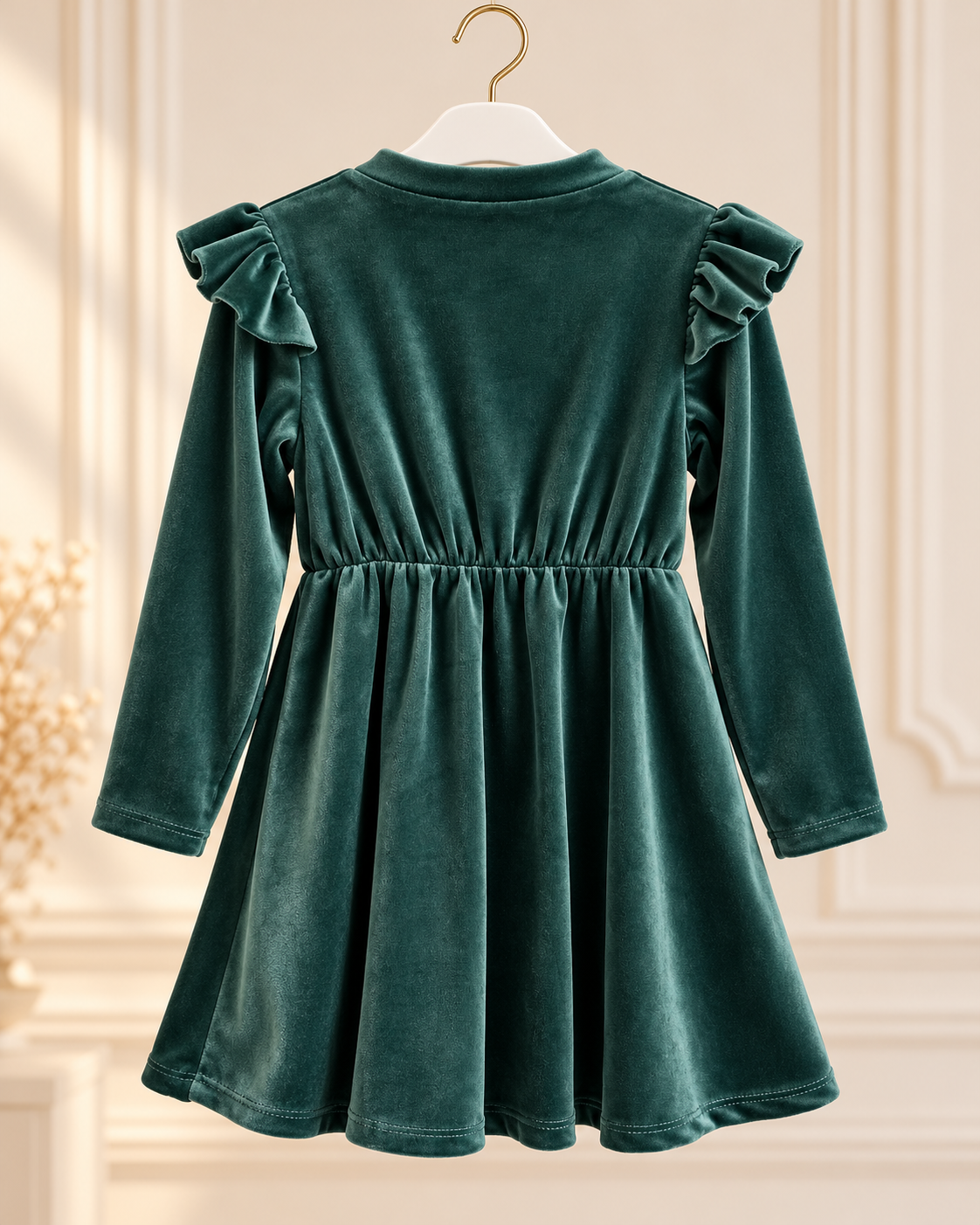 Плюшена рокля „Glam Velvet“ в маслено зелено - Image 4